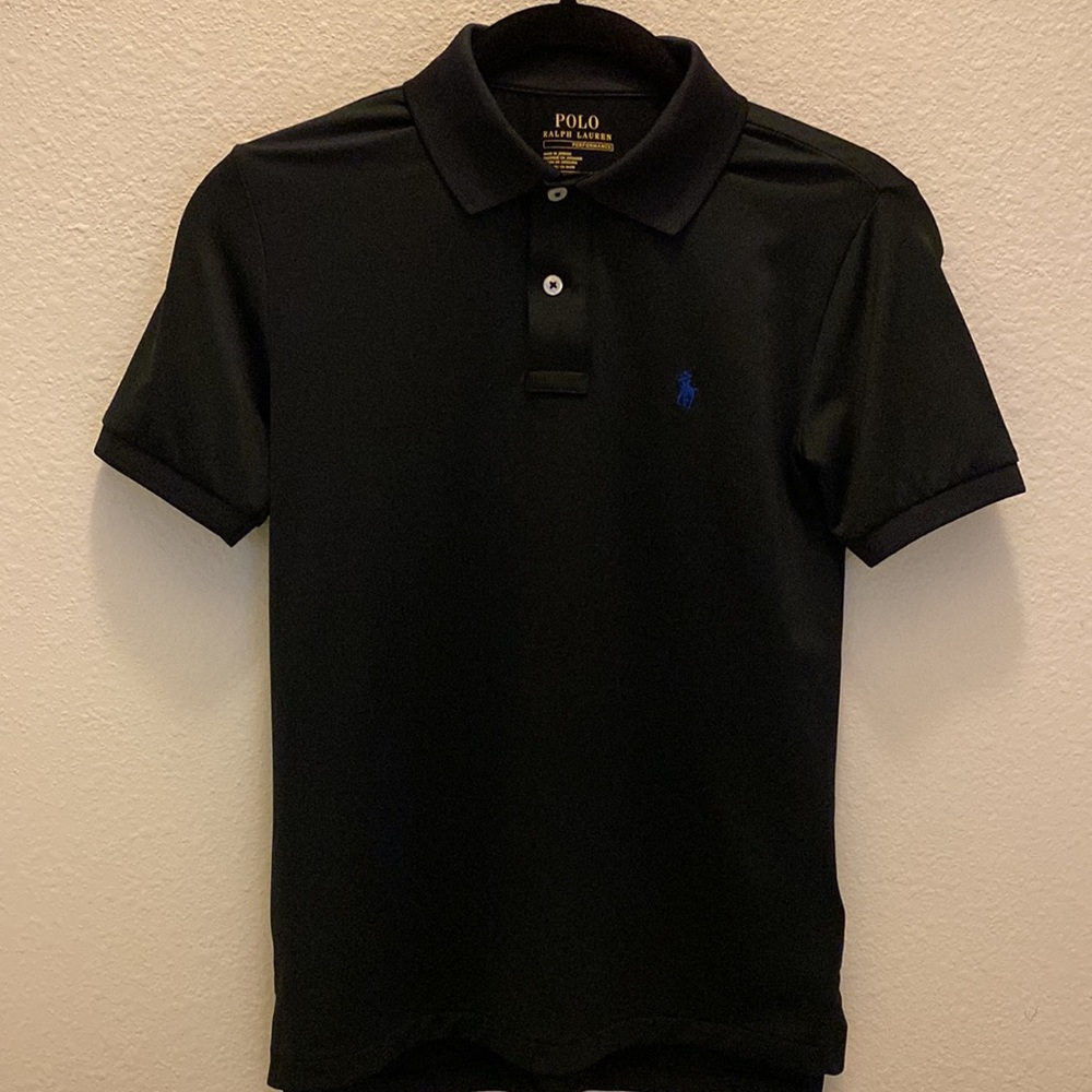 Boy’s Black Pique Polo by Ralph Lauren